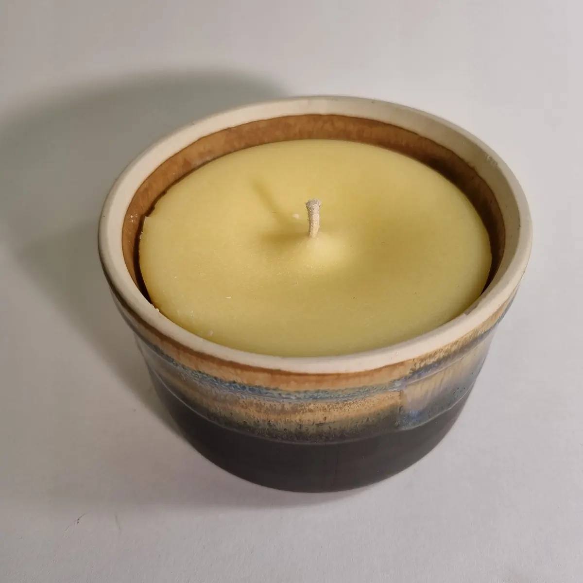 Wachfresser Keramikschale braun 10 cm Wachs Gelb/Opac 1 Docht