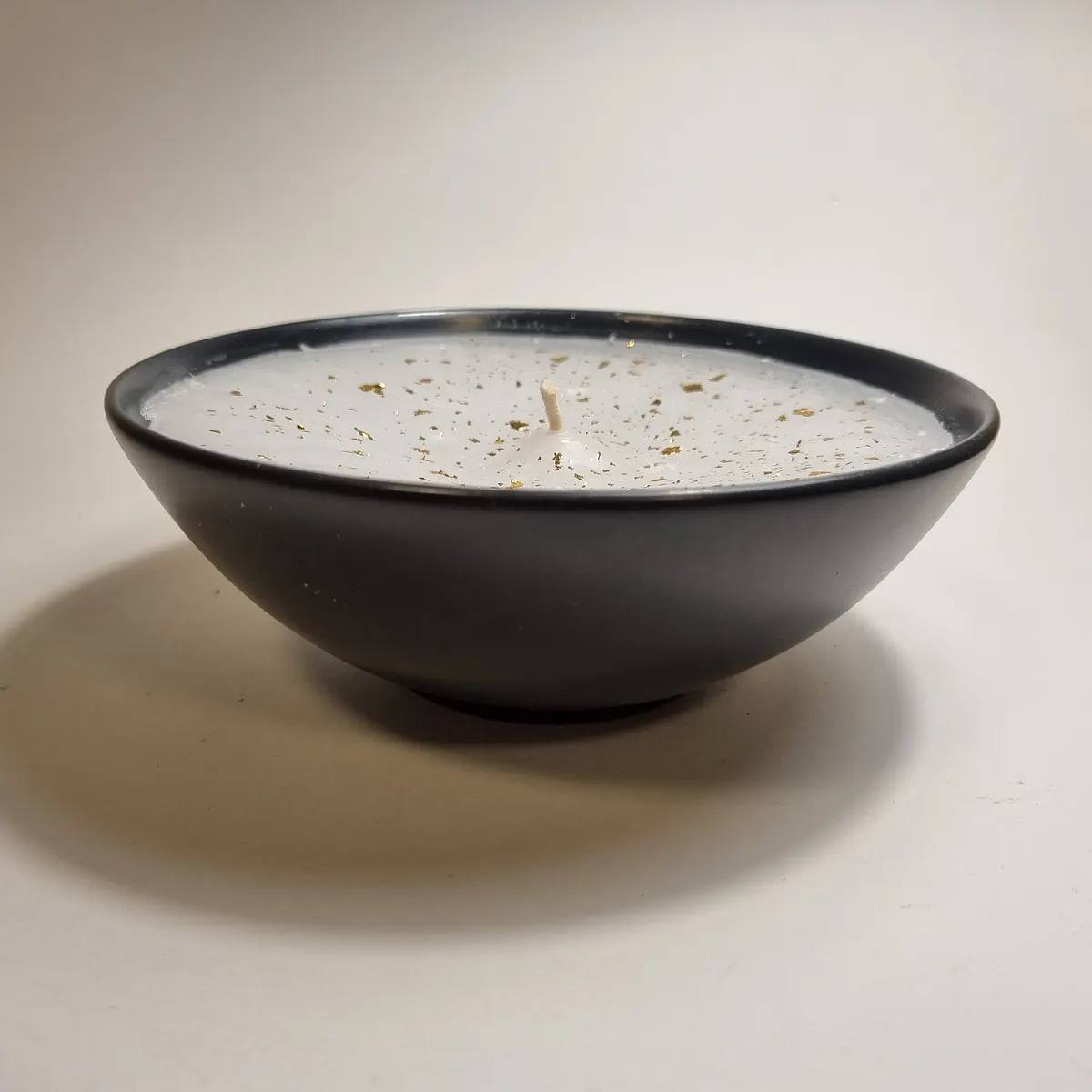 Wachsfresser Schale schwarz 16 cm weiss/ gold