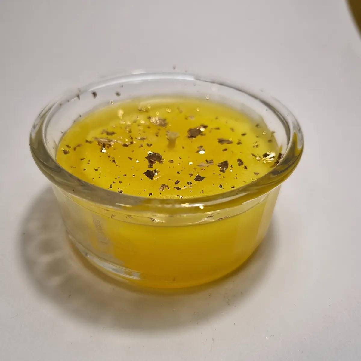 Wachsfresse Glas mit Griff 8.5 cm Wachs Lindengrün 1 Docht