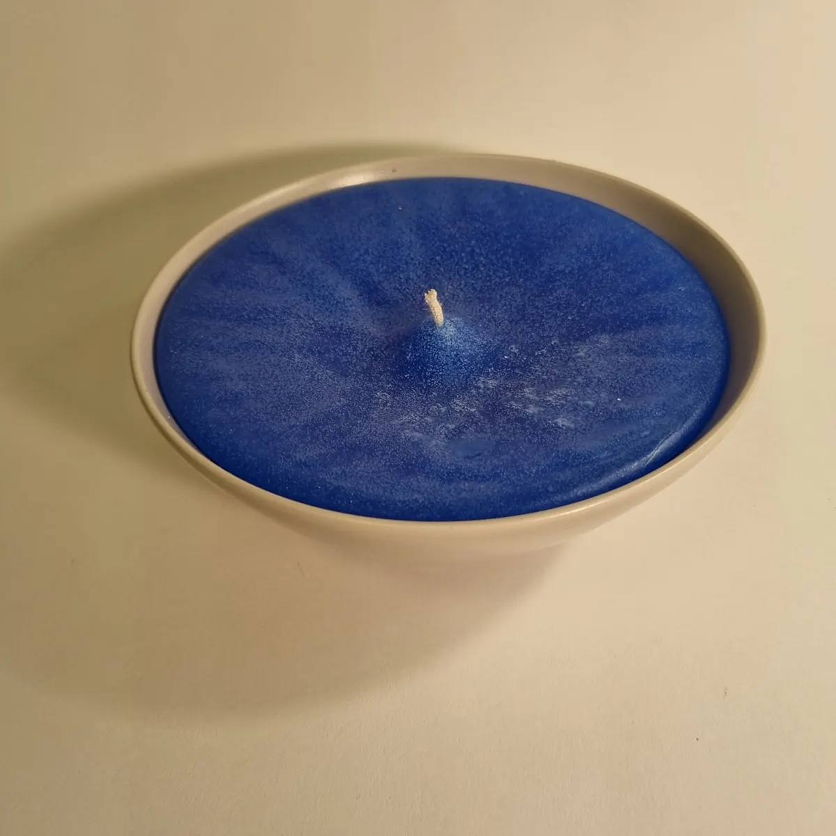 Wachsfresser Keramikschale Beige 16.5 cm Wachs Blau 1 Docht