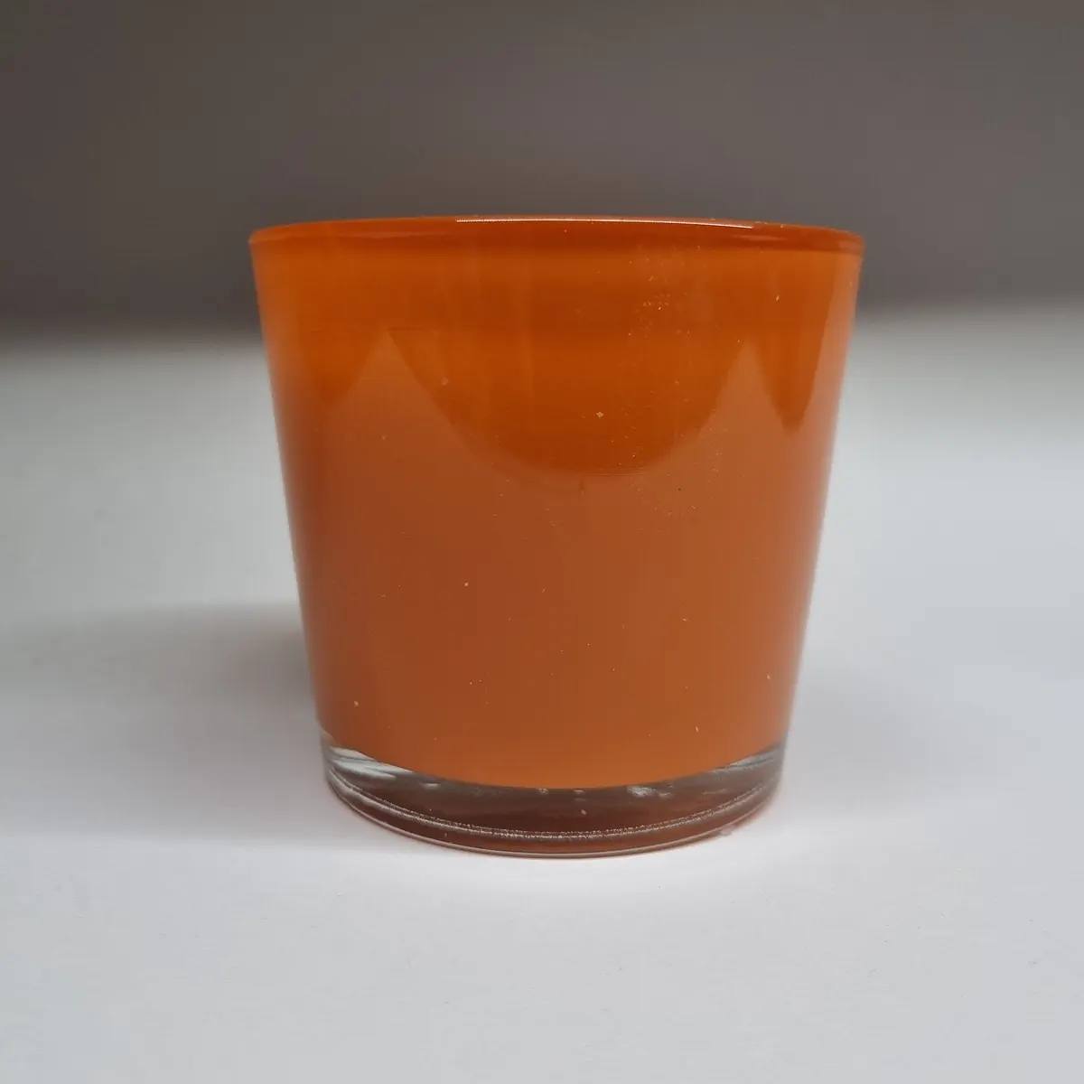 Wachsfresser Maxi orange 10 cm Wachs lindengrün Flamme im Glas